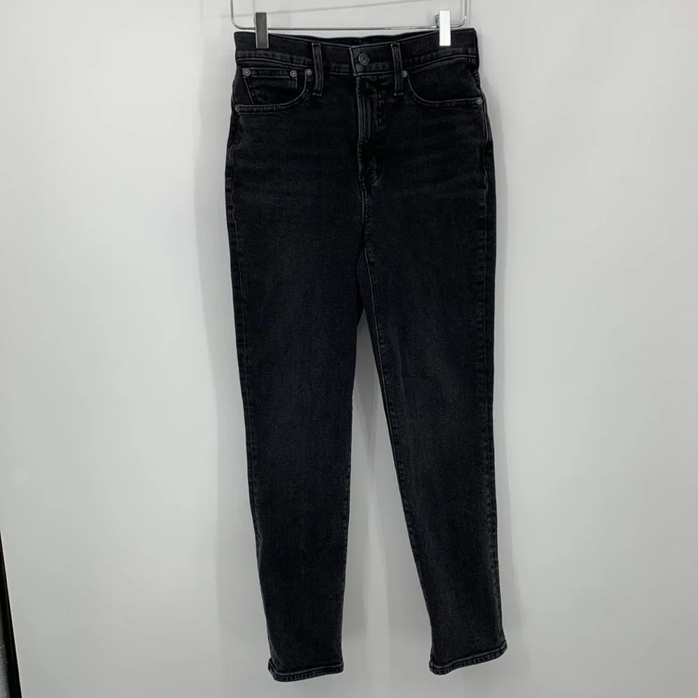 Madewell Perfect Vintage Jean high rise ankle tapered leg mom black denim 26
